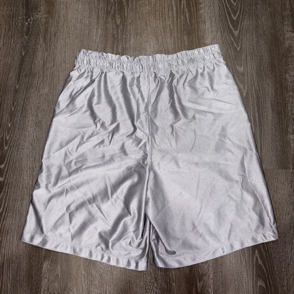 VTG Air Jordan Shorts Mens Medium Silver Baggy Shiny Silky Dazzle Basketball